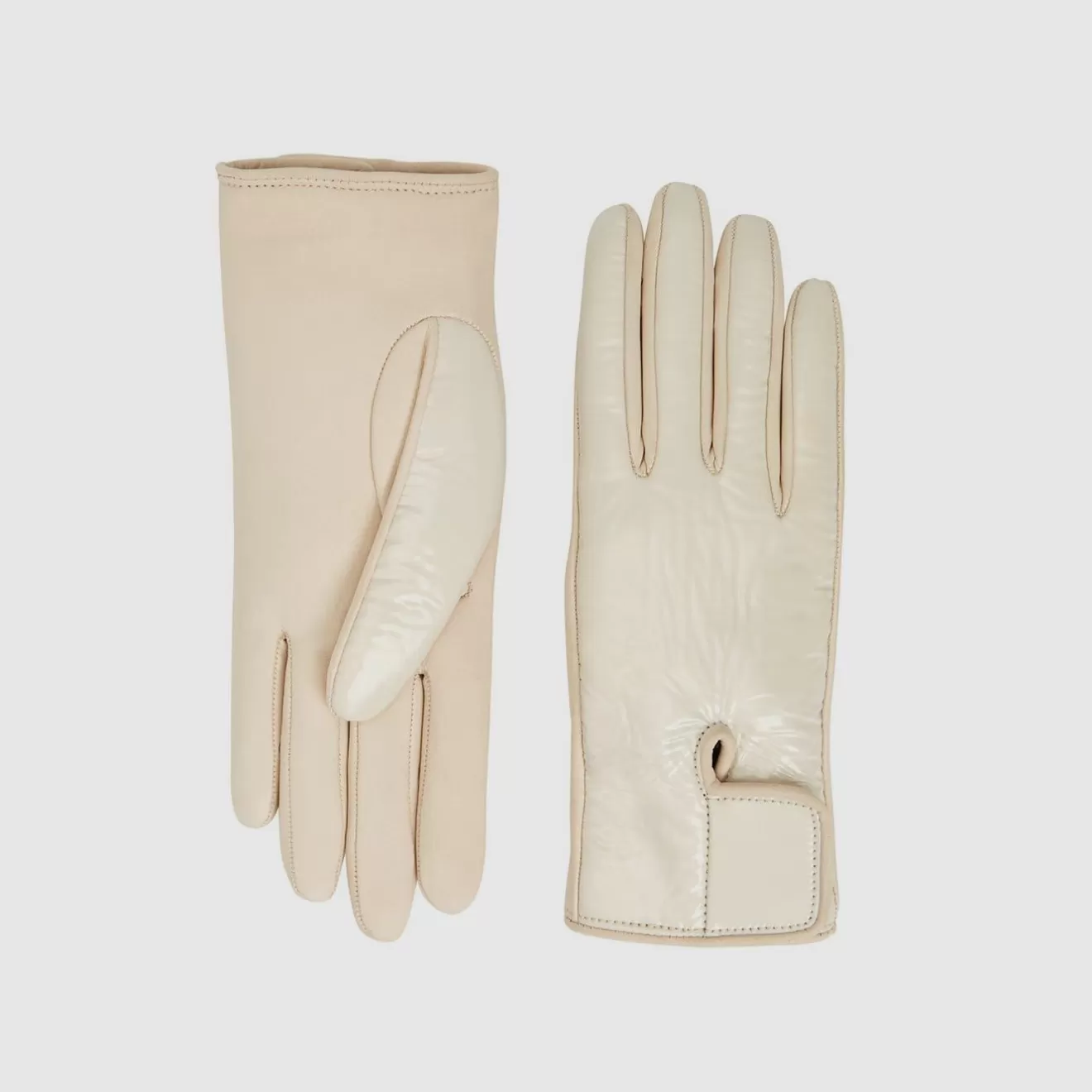 Women Aquatalia Gloves | Patent Leather Glove Taupe