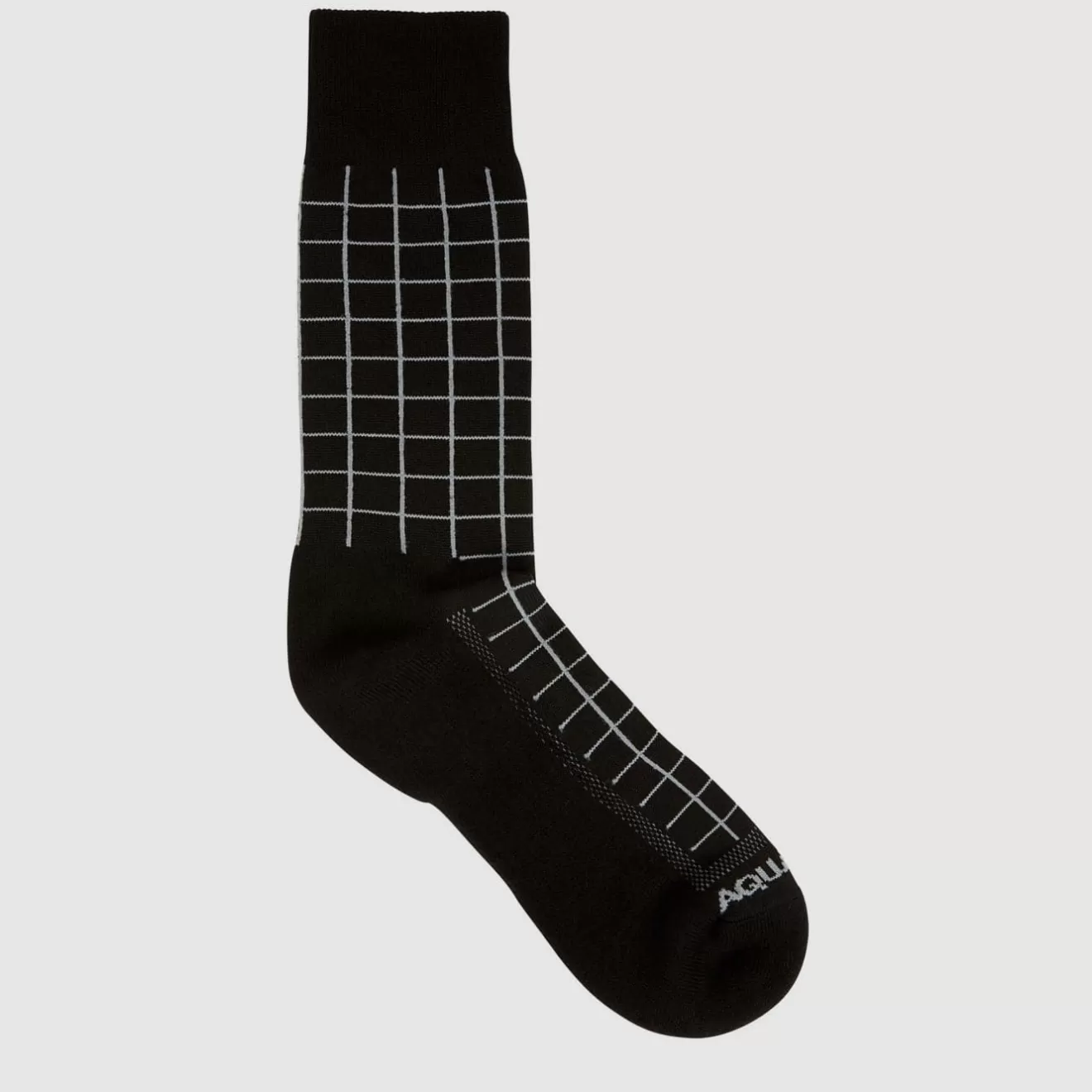 Men Aquatalia Socks | Windowpane Knit Blend Men'S Sock Black/Heather Grey