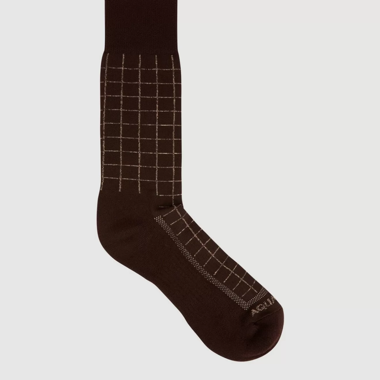 Men Aquatalia Socks | Windowpane Knit Blend Men'S Sock Brown/Khaki